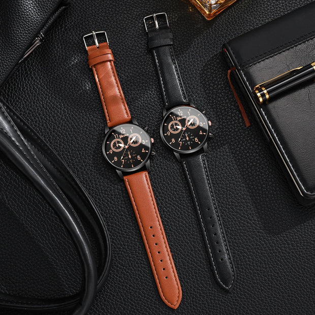 Business-Sport Leather Watch Set