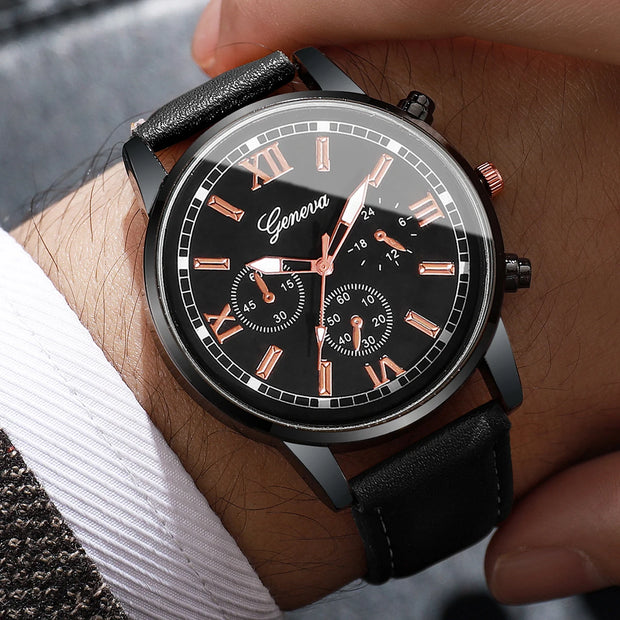Business-Sport Leather Watch Set