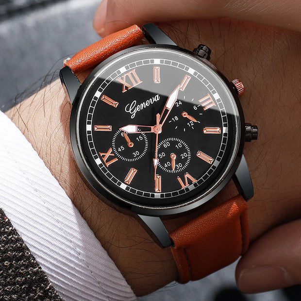 Business-Sport Leather Watch Set