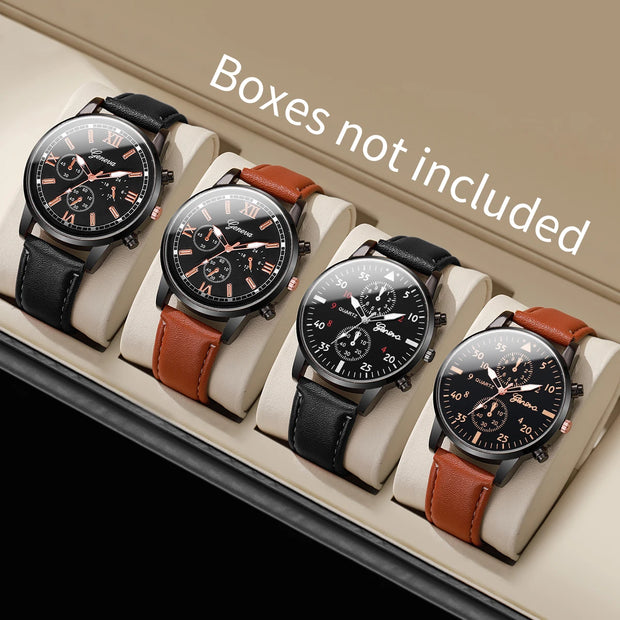 Business-Sport Leather Watch Set