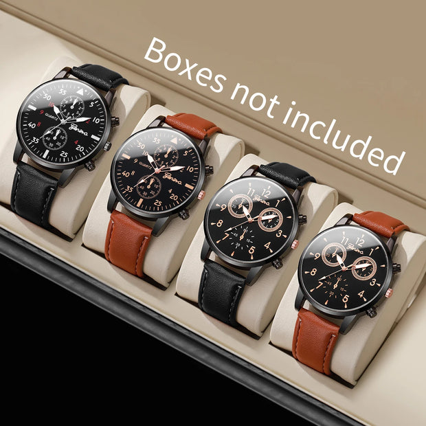 Business-Sport Leather Watch Set