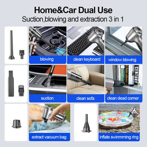 Car Vacuum Cleaner Portable Wireless Vacuum Cleaner 95000PA Strong Suction Handheld Vacuum Cleaner Powerful Blower for Car Home