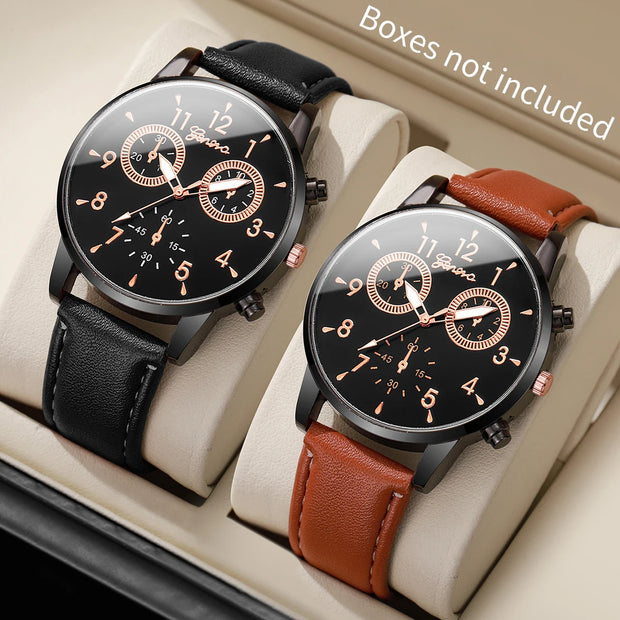 Business-Sport Leather Watch Set