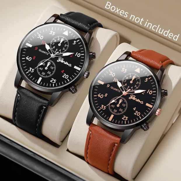 Business-Sport Leather Watch Set